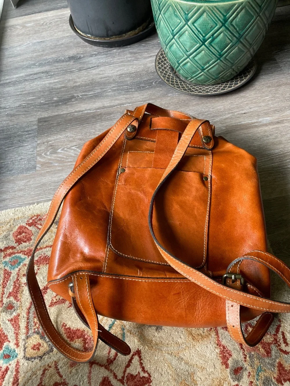 Leather backpack
